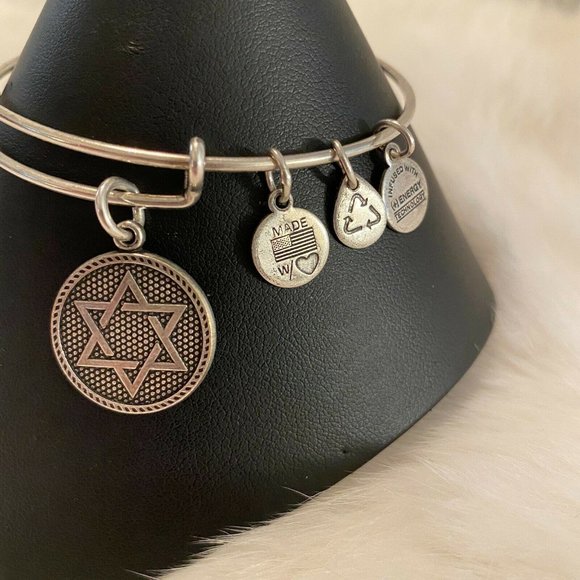 ALex and Ani Star of David Bangle Bracelet Silver Tone Metal Adjustable 6044 - Picture 4 of 12